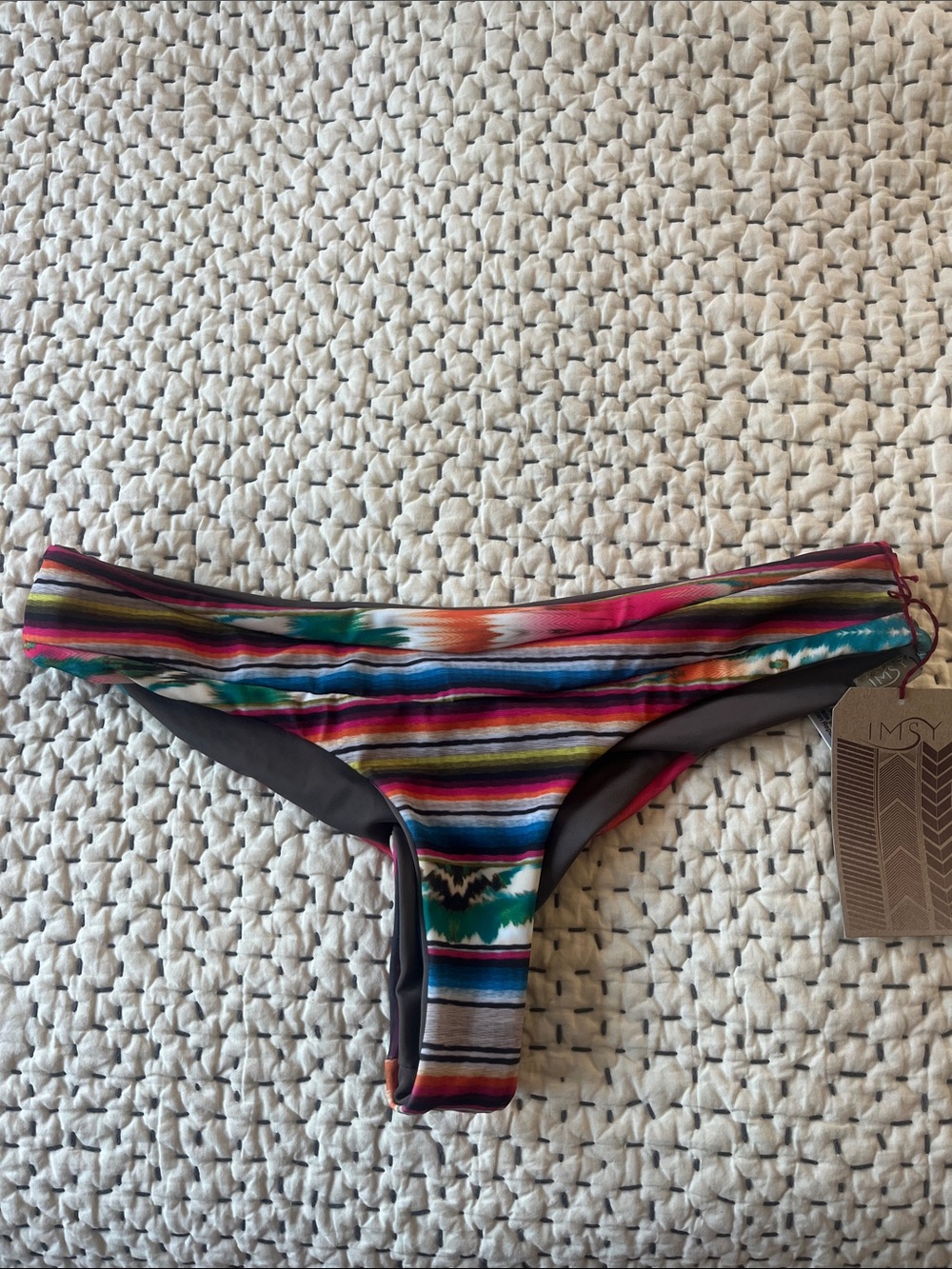 IMSY Multicolor Striped Women’s Bikini Bottom - Pink/Green/Blue